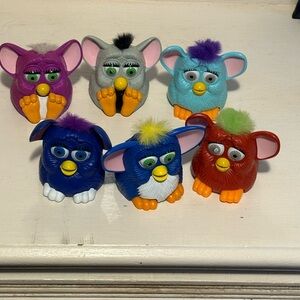 Colorful Furby Figurines Set lot of 6 1990s Macdonald’s toys